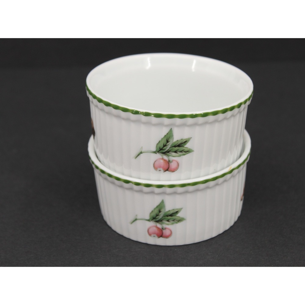 Apilco Elysian Garden Mini Ramekins Set 2 French Porcelain White - Picture 4 of 8